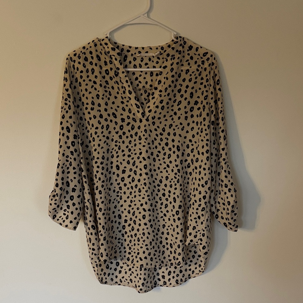 Lush Tan and Black Patterned Blouse